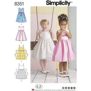 Simplicity Pattern 8351 Girls Sleeveless Dress Sewing Pattern Options Sizes 3-8